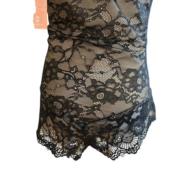 Feelingirl Shaper Black Lace Size LG Bodysuit Wireless Adj Straps Tummy Control - Picture 6 of 11